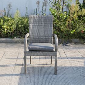 Balcones Outdoor Wicker Dining Chairs With Cushions, Set of 8, Gray/Dark Gray
