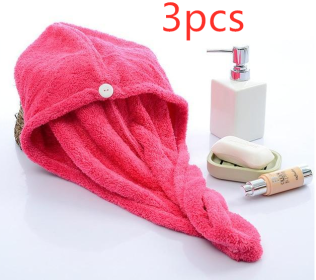 Women's Hair Dryer Cap, Absorbent Dry Hair Towel (Option: 3pcs red)