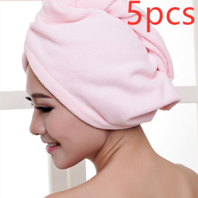Women's Hair Dryer Cap, Absorbent Dry Hair Towel (Option: 5pcs Pink)