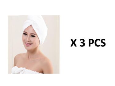Women's Hair Dryer Cap, Absorbent Dry Hair Towel (Option: 3pcs White)